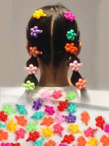 20 قطعة/مجموعة مشابك شعر زهرية ملونة جميلة من البلاستيك، إكسسوارات شعر صغيرة للفتيات، مناسبة للحياة اليومية أو العطلات