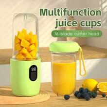 1 Stück 1500mAh aufladbarer 500ml tragbarer Entsafter-Mixer, mit 1 Haupteinheit, 1 Behälterdeckel, 1 Behälter, Hochkapazität, multifunktionaler Fruchtentsafter, Mini Smoothie-Mixer, einfach zu reinigen, zum Herstellen von Milchshakes, Slushes, Säften, ideal für Zuhause und Reisen