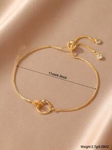 GEREIT 1 pieza Elegante pulsera ajustable con cierre de círculo chapado en oro de 14K y circonita cúbica, versátil para uso diario