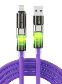 BinBoom 4 In 1 USB Charging Cable (3.3FT/3.9FT/6.6FT) With Breathing Light, USB A/C To C/L Multi Charging Cable For Phone 16 15 Pro Max , IPad Pro Air, SamSungS24, Phone 14 13 12 - Multicolor - View 17