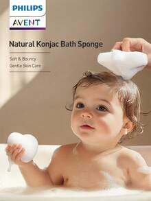 Philips Avent Avent 3Pcs Baby Bath Sponge - Ultra Soft Baby Sponge For Bathing - Natural Konjac Kids Bath Sponges For Infants, Toddler Bath Time