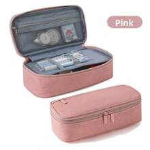 1 pieza Estuche de lápices grande - Bolsa con cremallera plegable con asa y múltiples compartimentos - Organizador de papelería estético para adultos - Elemento esencial para el escritorio de trabajo, imprescindible para estudiantes universitarios, kit profesional para reuniones, soporte minimalista para herramientas de escritura, bolsa de lápices para viajes de negocios, útiles escolares, de vuelta a la escuela