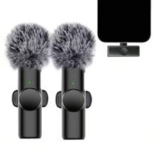 无线领夹式麦克风，兼容安卓和iPad Type-C接口，即插即用，2.4G超低延迟，内置降噪芯片，适用于视频录制、采访、播客和Vlog，配备50mAh可充电电池