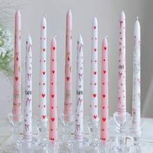 Bộ 2 nến (1 hộp) hình trái tim nón dài, màu hồng, dài 9,84 inch, sáp đậu nành, không khói, dùng trang trí tiệc cưới, tạo không khí ấm cúng, hình trái tim đen, hình trái tim đỏ, nến hồng, nến trắng, nến tạo không khí lễ hội, nến ngày Valentine, nến dễ thương và vui nhộn. - Nhiều màu - Xem 1