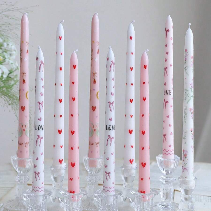 Bộ 2 nến (1 hộp) hình trái tim nón dài, màu hồng, dài 9,84 inch, sáp đậu nành, không khói, dùng trang trí tiệc cưới, tạo không khí ấm cúng, hình trái tim đen, hình trái tim đỏ, nến hồng, nến trắng, nến tạo không khí lễ hội, nến ngày Valentine, nến dễ thương và vui nhộn. - Nhiều màu - Xem 1