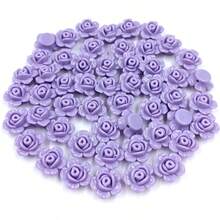 50Pcs 12mm Rose Flower Beads Loose Beads DIY Beads Jewelry Accessories Handmade Material - 紫色 - 查看 2