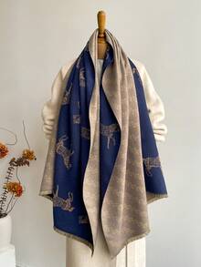 1 Stück Vintage Pferde Muster Jacquard Schal, warmer Umhang/Decke für Frauen, geeignet für tägliches Kombinieren, Herbst/Winter für Kleider