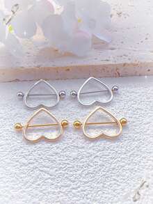 2 piezas Anillos de pezón de material de aleación con forma de corazón, elegantes, adecuados para uso diario, festivales, fiestas, vacaciones, Halloween, combinación con rojo