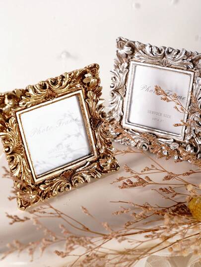 1pc Creative Chrysanthemum Pattern Metal Frame, Resin Material Desktop Cozy Photo Display Frame, Suitable For Home Photo Decor And Photography Props
