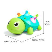 爬行乌龟玩具，适合0-18个月大的婴儿 - 互动音乐灯和按压式硅胶泡泡，用于感官和活动学习玩具 - 彩色 - 查看 10