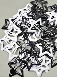 40pcs/Set Y2K Black, White, Beige Multi-Color Star Hair Clips, Satisfy Various Matching Needs, Add Cute And Vibrant Touches To Hairstyles - Suitable For Girls And Women, Daily, Weekend Outings, Birthday Parties, Easily Enhance Your Look And Create A Sweet, Adorable Image, Claw Clips, Hair Slide, Hair Barrettes, Head Accessories, Hair Accessories For Women - Multicolor - View 2