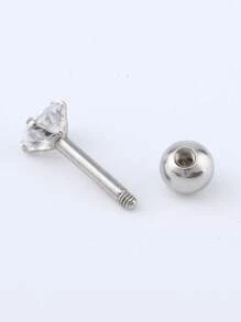 2 Stücke/Set Titanstahl hypoallergene Ohrknochenstifte mit 4-Krallen 5A Qualität Zirkonia Rundkugel Einzeldiamant Schraubverschluss Ohrringe, einfach & modisch 20G Feingewinde Ohrpiercing Schmuck