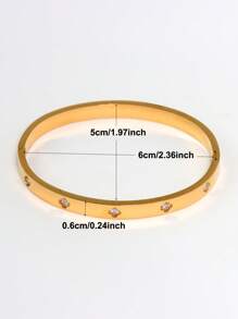 18K Gold Plated Stainless Steel Stackable Bangle Bracelet, Classic European & American Popular Chain And Four-Leaf Clover Lock Design, Cubic Zirconia Inlaid, Generous Personalized Luxury Gold Jewelry, Wedding Wrist Jewelry Set, Suitable For Girls, Women, Moms, Relatives, Friends, Beautiful Wedding, Birthday, Mother's Day, Girlfriend Valentine's Day Gift