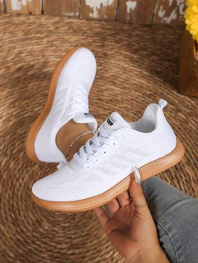 Women's Plus Size Wide Fit Sports Shoes, Patchwork Decor Front Lace Fabric Barefoot Shoes, Suitable For Outdoor Sports, Casual Wear, Non-Slip Walking Shoes