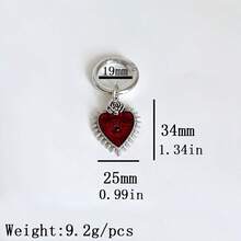 1个哥特式恶魔之眼心形鞋扣吊坠，深色金属材质，多功能配饰，适合万圣节、派对和日常佩戴 - 銀色 - 查看 2