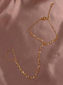 1 件简约时尚百搭链串珠指环手链，适合女士日常佩戴（手工制作，数量随机，避免接触水）