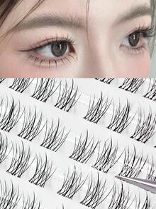 120 pezzi di ciglie finte a grappolo singolo, a forma di C, naturali, per occhio sinistro e destro, estensioni di ciglie naturali, grappoli di ciglie per make-up fai-da-te a casa, stile giapponese