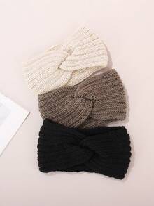 3 Pieces Chunky Knit Headbands Braided Winter Headbands Ear Warmers Crochet Head Wraps For Women Girls