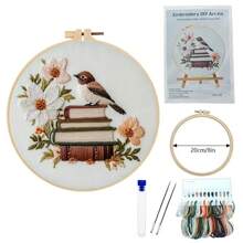 1 Pc Of Beginner's Embroidery Toolkit, Including Bird, Book And Sunflower Patterns - DIY Spring/Summer Style Embroidery - Multicolor - View 15