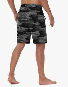 22" Men's Board Shorts Swimwear No Mesh Lining - Long Swim Trunks Surf Shorts Bathing Suit With Zipper Pocket UPF50+ - 05-blue - 查看 4