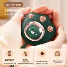 OBOVAY 1pc Mini Reusable Hand Warmer, USB Rechargeable, Fast Heating, Cute Cat Paw Design, Instant Warm Hands, Suitable For Cold Winter, 1200mAh