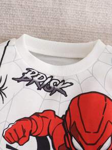 2pcs Baby Boy Halloween & Graphic Casual Pullover Sweatshirt And Pants Set, Suitable For Autumn