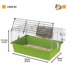 Ferplast Meerschweinchenkäfig, Kleintierkäfig, CAVIE 60 Kleintierzubehör inklusive, 58 x 38 x h 32 cm.