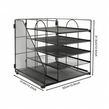 5 Tier Letter Tray Desk Organizer Metal Mesh A4 Paper Desktop Filing Trays - Black - View 8