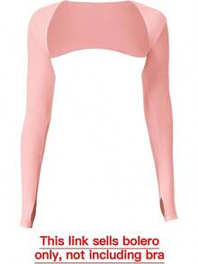 Women Crop Top Long Sleeve Bolero Open Front Workout Cropped Shirts Sports Shrug - 粉色 - 查看 2