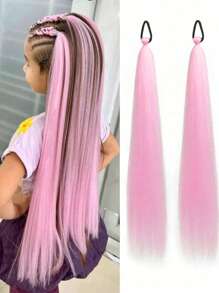 Braid Ponytail Extensions With Elastic Tie 26Inch Blue Synthetic Hair Extension For Braids Fashion Festival Rave Hair Accessories(Pack Of 1) - Multicolor - View 13