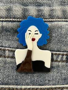 1pc Handmade Patchwork Acrylic Brooch, Fashionable Personalized Dopamine Colorful Women's Brooch, Bag & Clothing Accessory Pin - A - View 12