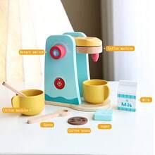Wooden Play Kitchen Toy Set - Realistic Coffee Machine, Teapot, Cookware, Educational Building Blocks Toys For Children - Multicolor - View 17