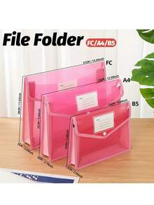 1/2/6pcs A4 Plastic Folder, Envelope Extension File Wallet Organizer, With Snapshot And Pocket Waterproof Transparent Document Bag, Three-Dimensional File Bag Transparent Twill A4 Storage Envelope Office Test Paper