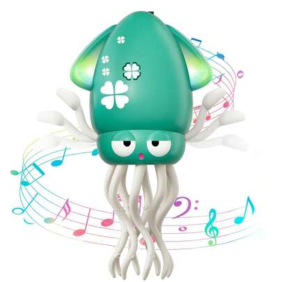 ODAPTO 电动跳舞章鱼玩具，音乐跳舞机器人，电动爬行章鱼玩具，带 LED 灯和音乐，灵活避开障碍物，同步声光，适合男孩和女孩的音乐玩具