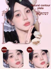 COLORROSE 哑光珠光粉轮廓调色板，轻盈、光滑、天鹅绒般的质地，带镜子，瘦脸鼻，自然渐变，古铜色轮廓和荧光笔一体式调色板 - CR727 - 查看 6