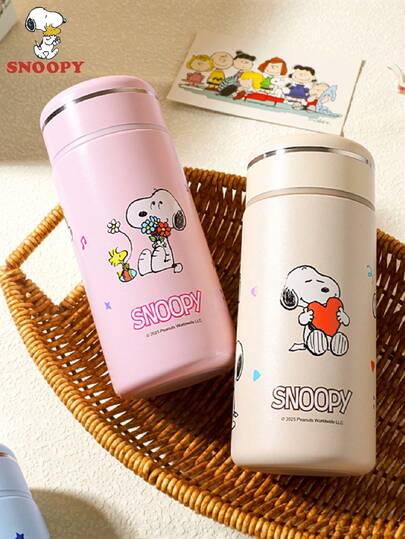SNOOPY 1 件 260ML 史努比杯，小巧保温可爱水瓶，户外便携式口袋杯，男女通用不锈钢简约设计高品质杯子