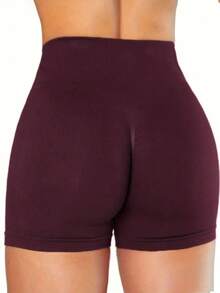 Seamless Knitted Peach Hip High Waist Compression Running Fitness Yoga Shorts Booty Shorts Women Boxer Shorts