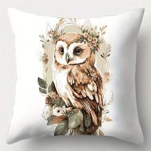 4pcs Cute Animal & Owl Throw Pillow Covers, 17.7x17.7 Inch, Long Ear Nightjar Design, Soft Polyester, Zip Closure - Perfect For Home Decor, Sofa, Living Room, Bedroom (Cushion Inserts Not Included) - 4 chiếc - Xem 5