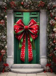 1 pezzo Decorazione per porta natalizia in poliestere con fiocco - Senza elettricità necessaria, grande striscione natalizio per porta, design di confezione regalo invernale natalizia, insegna decorativa natalizia da appendere alla porta per la casa (90cm x 180cm)