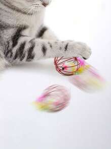 1 件装笼中仓鼠自扶正猫玩具、猫玩具球、逗猫棒，带小老鼠玩具和铃铛