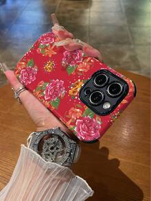 WeiMi 1 buah Casing Ponsel Pelindung Penuh Berkilau Bahan TPU+PC Hybrid dengan Motif Bunga Modis, Tahan Guncangan, Anti Selip, Lembut & Tahan Lama, Kompatibel dengan Smartphone Apple - MultiWarna - View 4