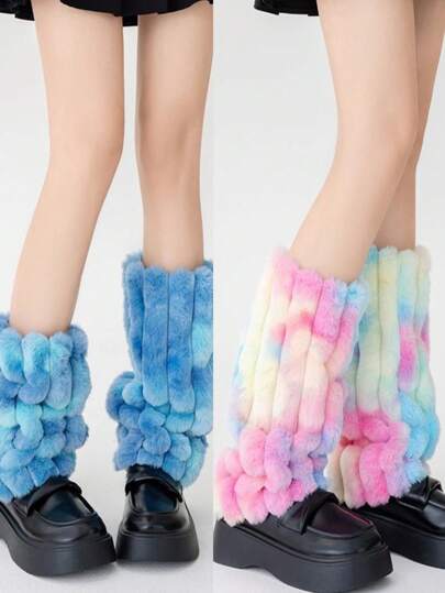 1 Pair Colorful Versatile Leg Warmers, Fashionable Knee High Leg Warmers, Autumn/Winter, Y2k
