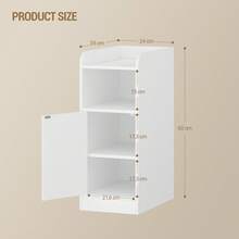 HEXCELEN Bedside Table, Narrow Side Table With 1 Cabinet Door, Nightstands With Open Compartment, Reversible Door, Space-Saving, Suitable For Bedroom, Living Room, White - trắng - Xem 8