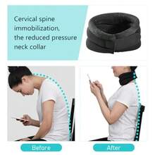 Neck Support For SnoringAntiSnoring Neck Brace Adjustable Neck Support Brace For Sleeping Soft Foam Neck Brace Universal AntiSnores Cervical Girdle Perfect For Sleep Home Trave Or Office - 黑色 - 查看 2