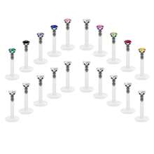 20Pcs Clear Lip Labret Medusa Piercing Studs Jewelry Flat Plastic Back Lip Rings Retainer Push Fit Bioflex Piercing For Monroe Ashelry Tragus Helix 6mm 8mm 10mm 12mm For Work,Clear Earring Studs Nose Pin Cartilage Earring Invisible Plastic Tragus Labret Helix Earring Piercing Retainer