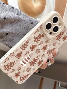 1 szt. Modne i wyjątkowe etui na telefon z choinką i piernikowym ludzikiem, białe, miękkie, kompatybilne z 16/16Pro/16Plus/15/15ProMax/15Pro/11/12/13/14ProMax/12Mini/13Mini/11Pro/11ProMax/12Pro/12ProMax/13Pro/13ProMax/14Pro/14ProMax, kreatywne i eleganckie, wodoodporne, odporne na wstrząsy, odporne na upadki i zarysowania