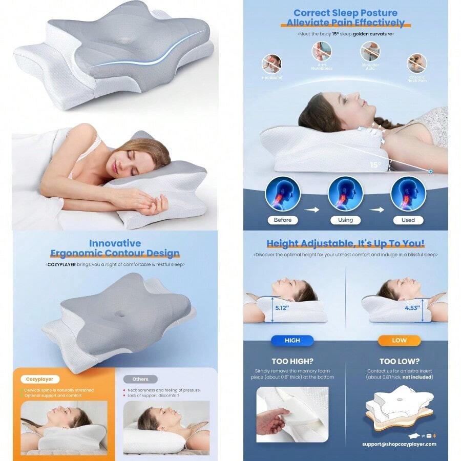 Side Sleeper Pillow Neck Pillow Cervical For Pain Relief Sleeping