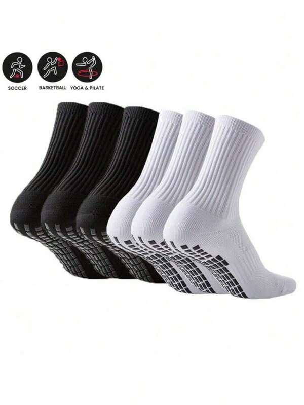 4/3 Pairs Anti-Slip Football Socks With Grip Dots, Thickened Terry Sole Sports Socks Suitable For Running, Soccer, Basketball, Fitness, Fall Socks