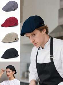 1 件透气厨师帽，工作服工作帽，适用于酒店厨房，餐饮厨师帽，面包店蛋糕帽 - 白色 - 查看 6