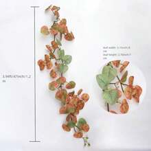 CZ 3 Packs 12ft Artificial Eucalyptus Fake Fall Vines Wreaths Garland Hanging Plants Backdrop For Room Bedroom Wall Decor Yellow Orange Leaves For Autumn Theme Party Wedding Decoration 6325 - 綠色和橙色 - 查看 2